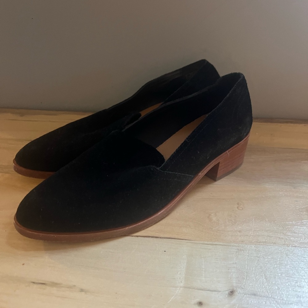 Soludos ‘Sophia’ Block-Heel Suede Loafers in Black - Size 9